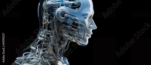 head portrait of a 3d humanoid robot. generative ai