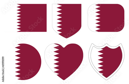 Qatar flag in shape set. Flag of Qatar in shape set.