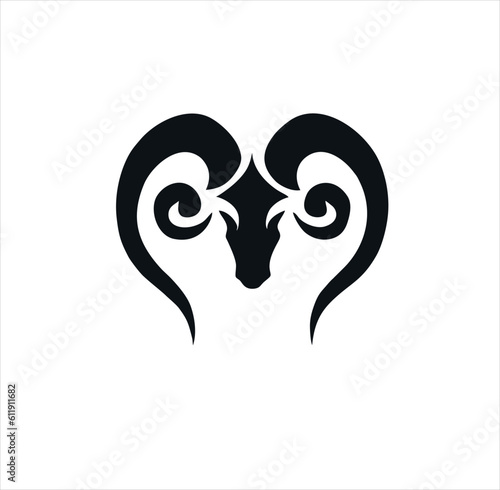 abstract vector horn design of sheep animal logo, Aries icon, goat sign.
