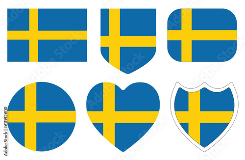 Flag of Sweden in shape set. Sweden flag in shape set