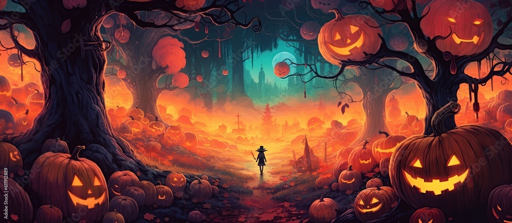 An illustration of Halloween cover , AI Generated