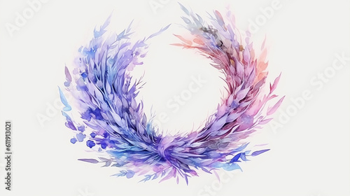 lavender wreath frame watercolor. generative ai © kichigin19