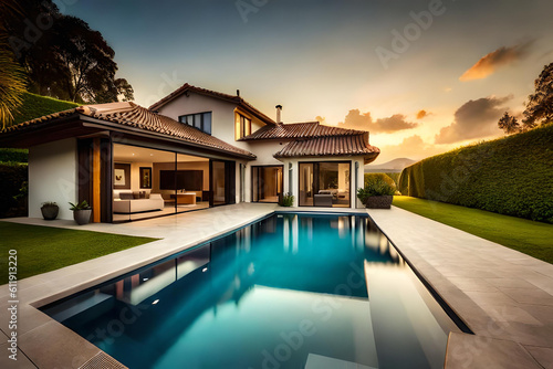 luxury swimming pool at night