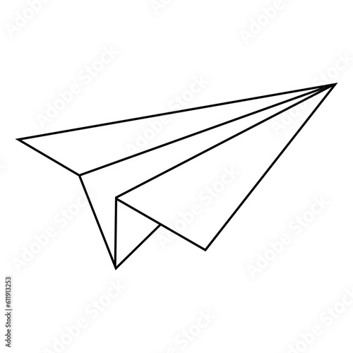 Paper plane isolated, paper airplane icon vector, paper airplane outline vector illustration isolated on white background.