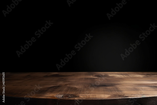 Wooden table in dark room background concept for advertising, © alisaaa
