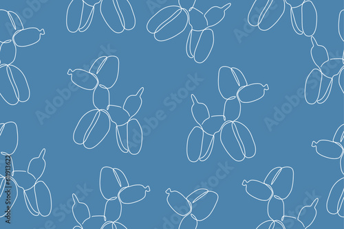 Classic balloon dog. Vector seamless pattern of cute cartoon bubble animal in color. Design element for logo, card, t-shirt print, invitation, accessories. Vector illustration