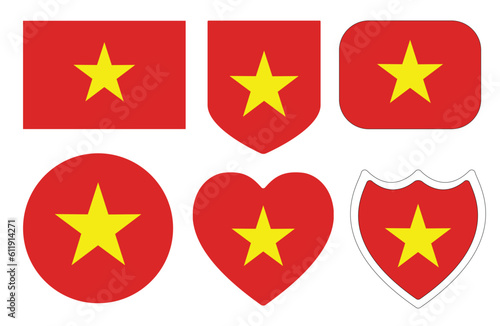 Vietnam flag in a design shape set. Flag of Vietnam in a design shape set.