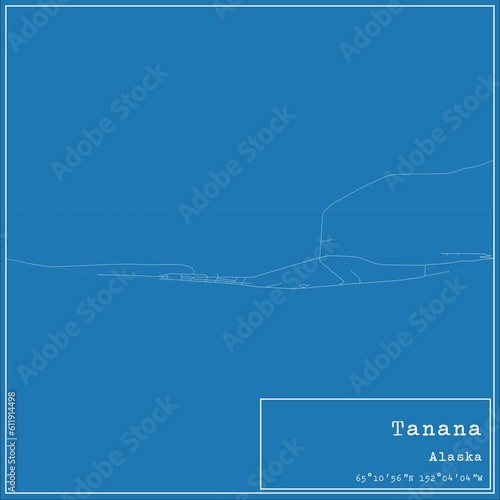 Blueprint US city map of Tanana, Alaska. photo