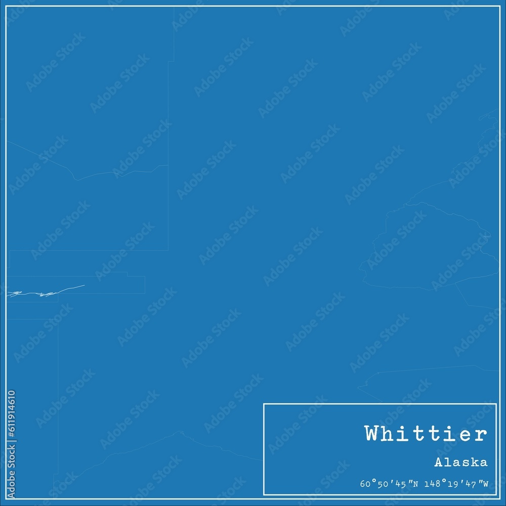Blueprint US city map of Whittier, Alaska. Blueprint US city map of Whittier, Alaska.