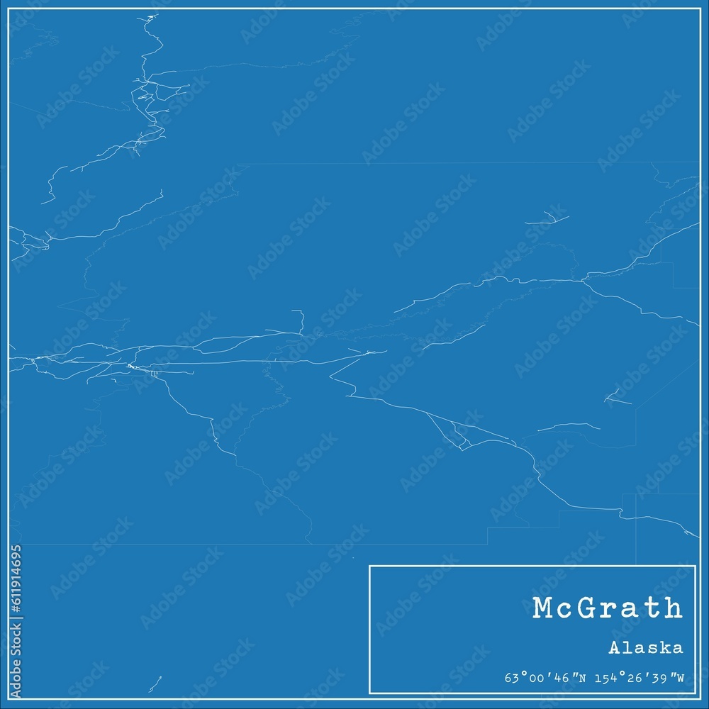 Blueprint US city map of McGrath, Alaska.