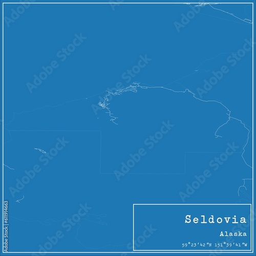 Blueprint US city map of Seldovia, Alaska. photo