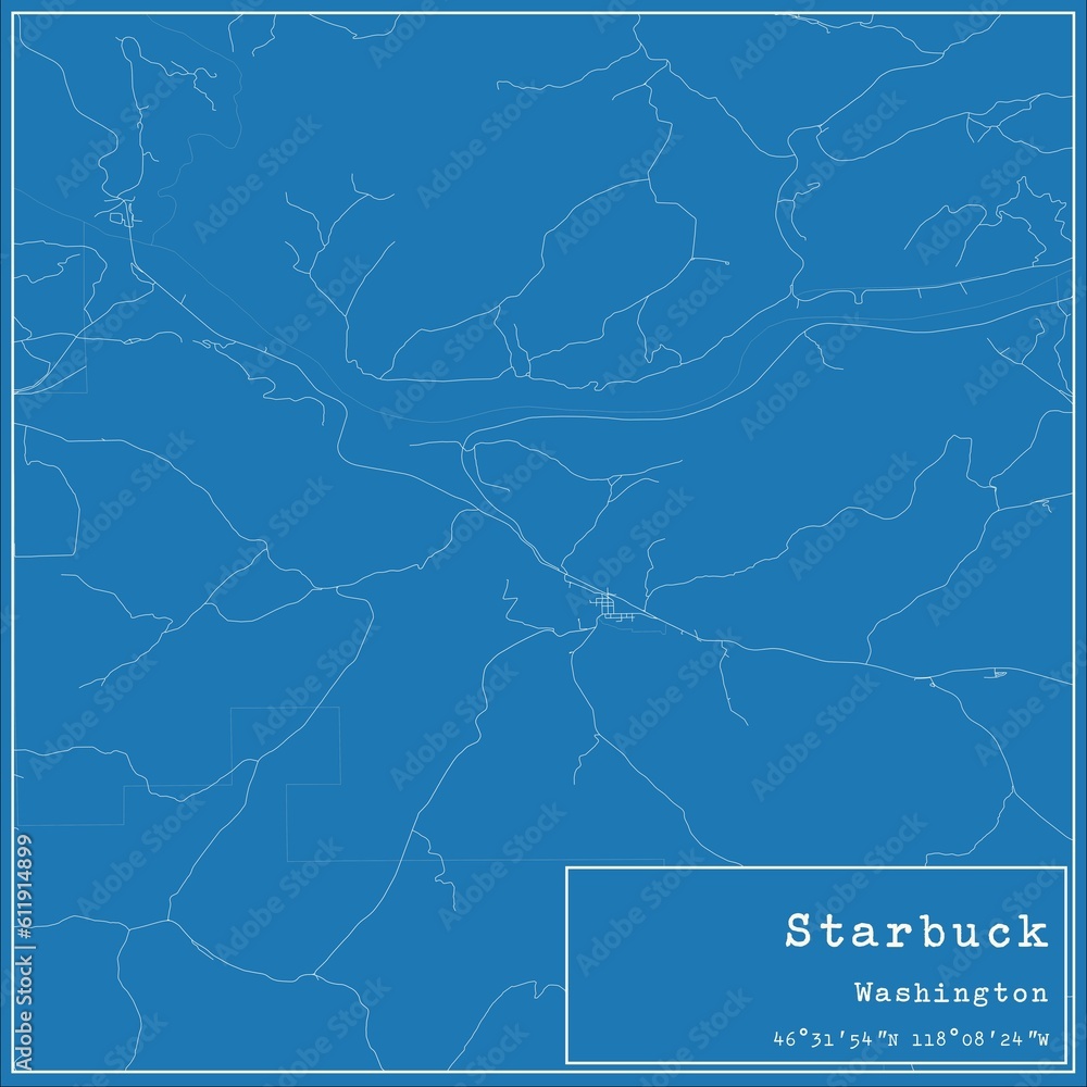 Blueprint US city map of Starbuck, Washington. Blueprint US city map of Starbuck, Washington.