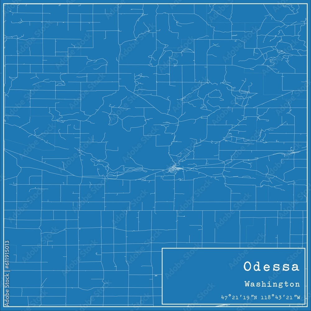 Blueprint US city map of Odessa, Washington. Blueprint US city map of Odessa, Washington.