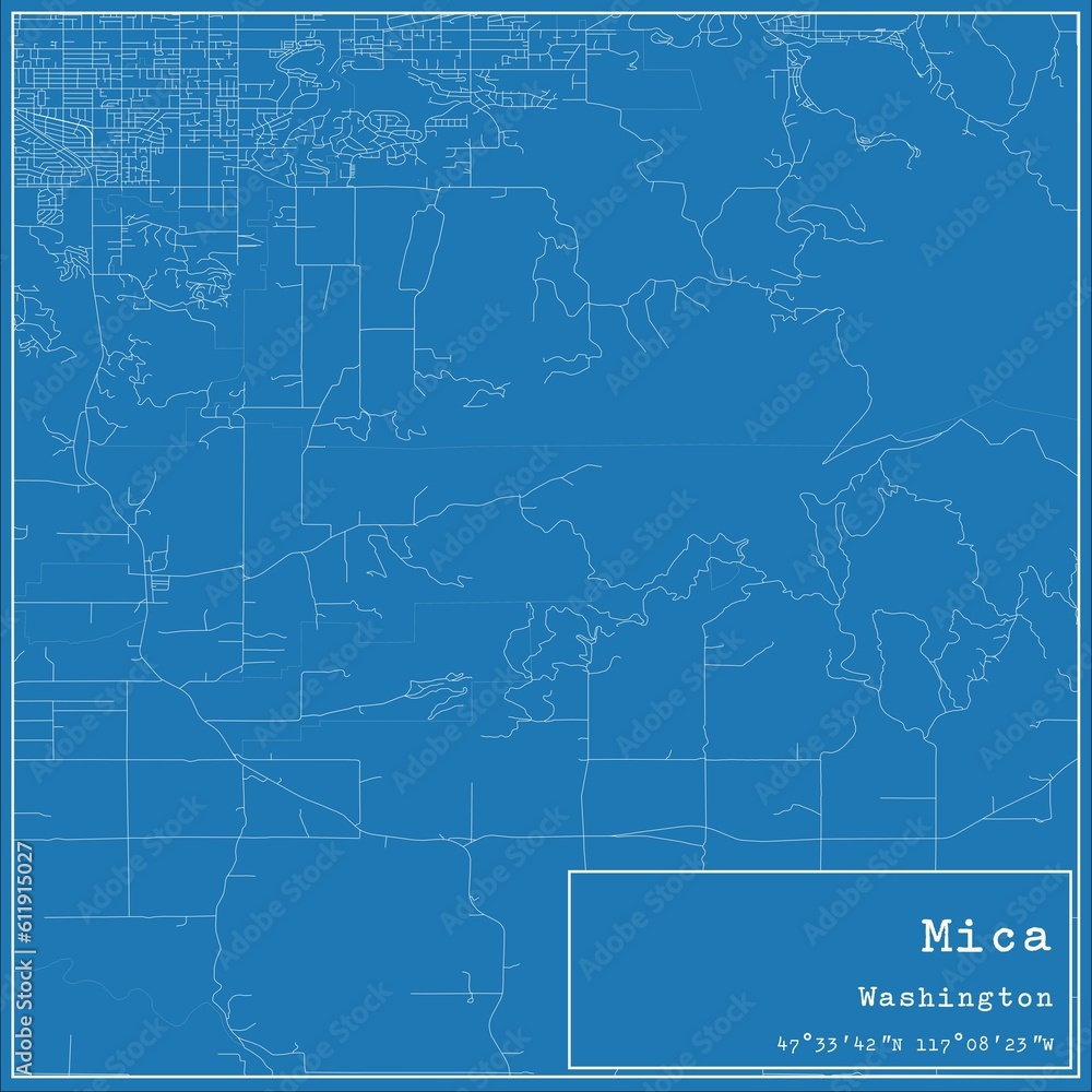 Blueprint US city map of Mica, Washington. Blueprint US city map of Mica, Washington.