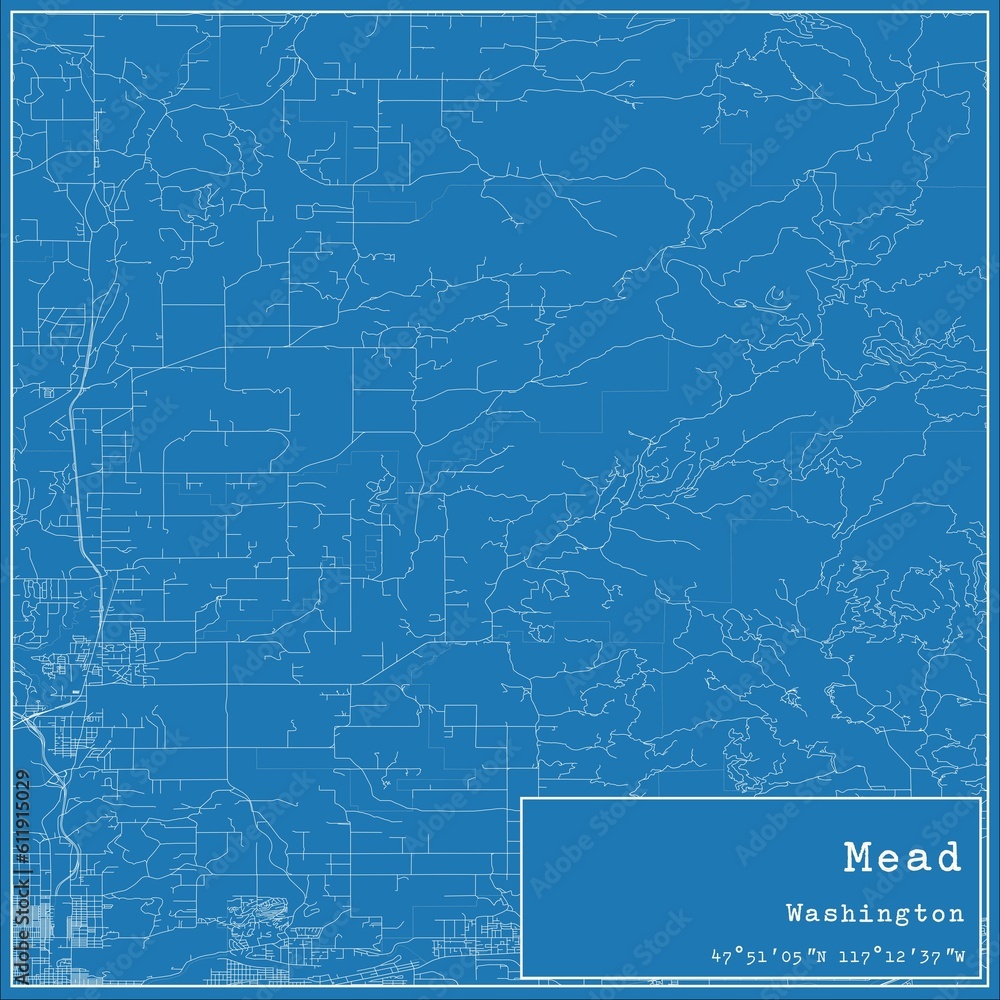 Fototapeta premium Blueprint US city map of Mead, Washington.
