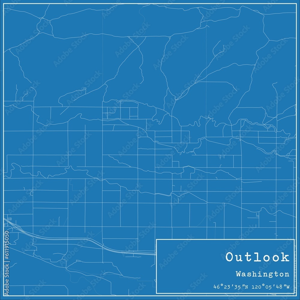 Blueprint US city map of Outlook, Washington. Blueprint US city map of Outlook, Washington.