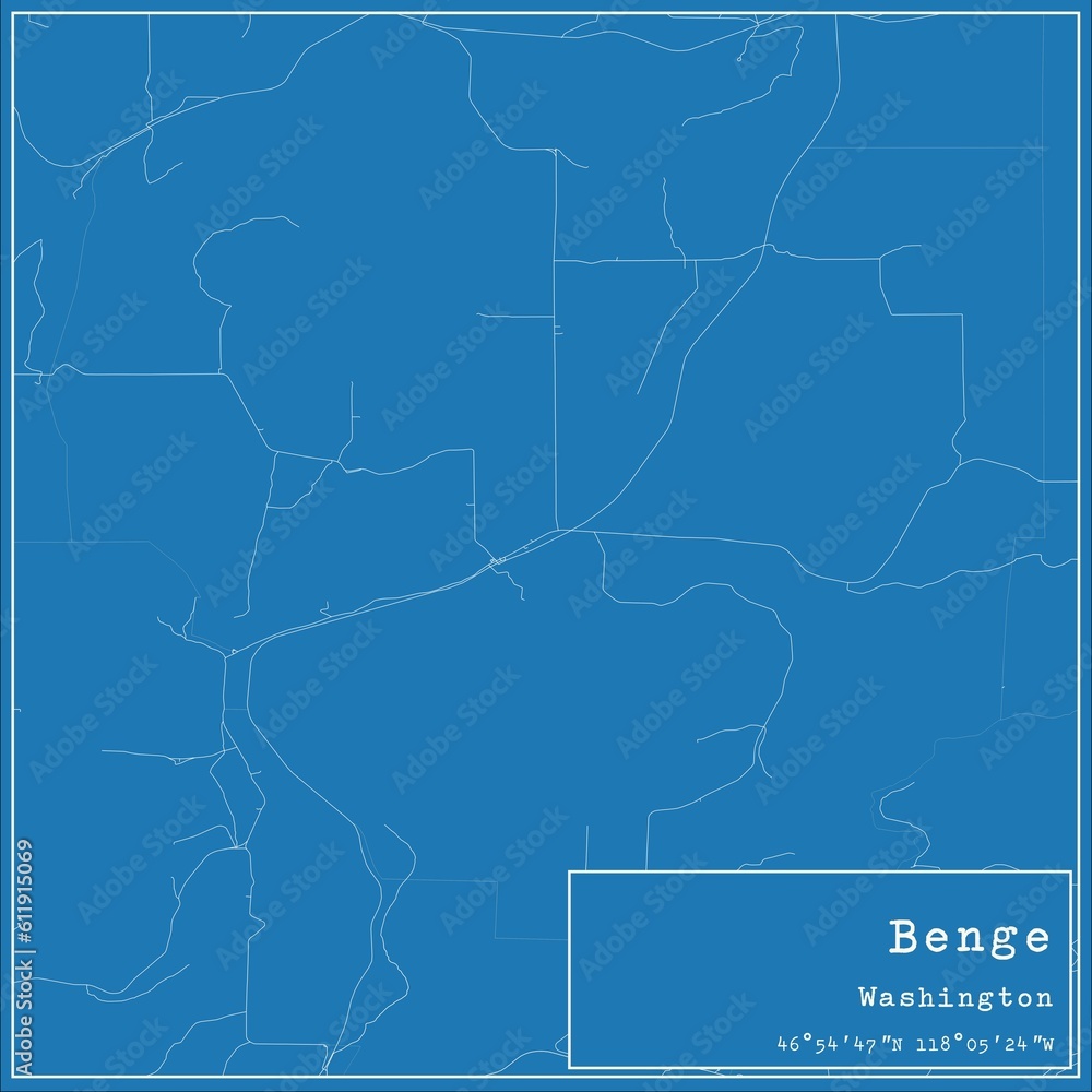 Blueprint US city map of Benge, Washington.