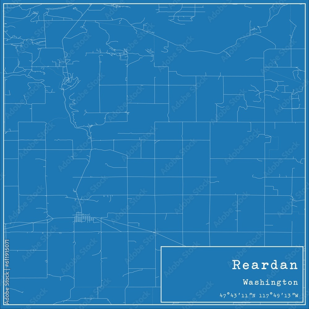 Fototapeta premium Blueprint US city map of Reardan, Washington.