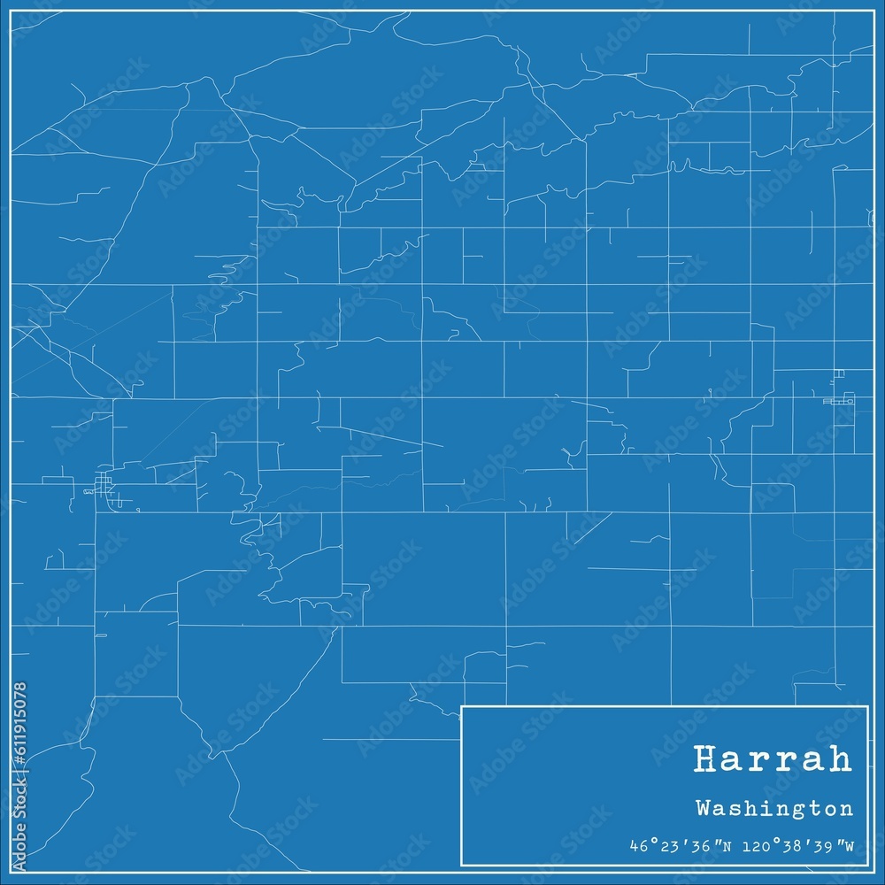 Blueprint US city map of Harrah, Washington. Blueprint US city map of Harrah, Washington.