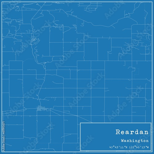 Blueprint US city map of Reardan  Washington.