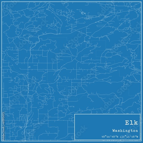 Blueprint US city map of Elk, Washington.