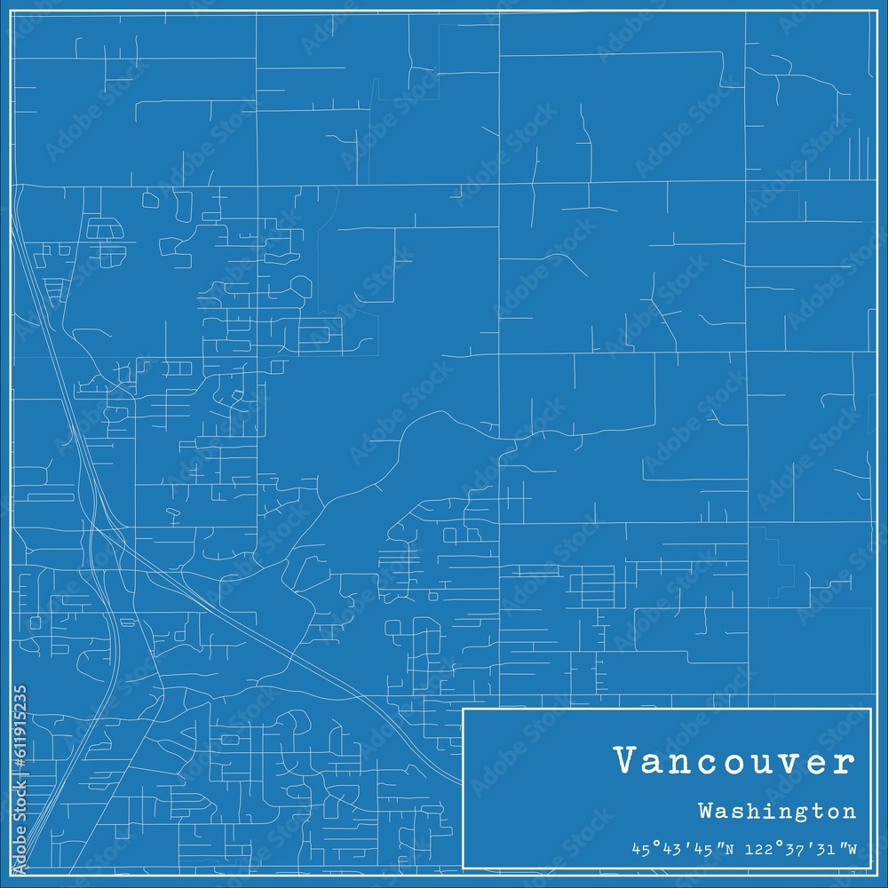 Blueprint US city map of Vancouver, Washington. Blueprint US city map of Vancouver, Washington.