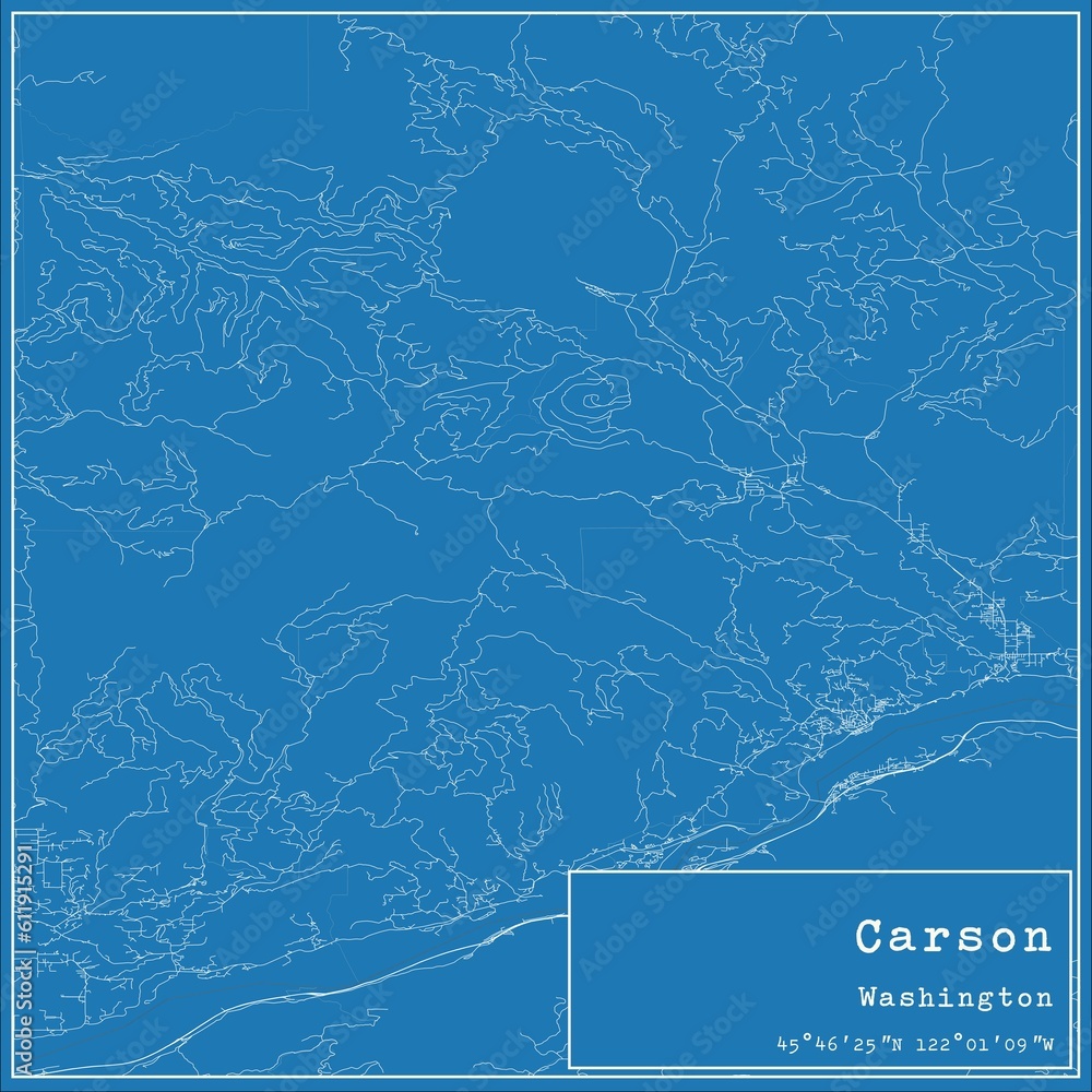 Blueprint US city map of Carson, Washington. Blueprint US city map of Carson, Washington.