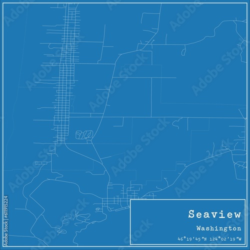Blueprint US city map of Seaview  Washington.