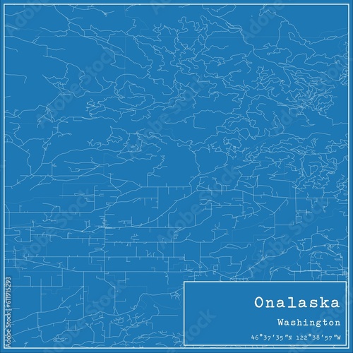 Blueprint US city map of Onalaska, Washington.