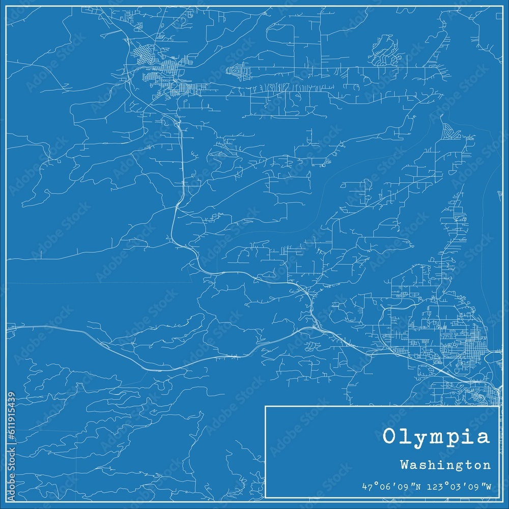 Obraz premium Blueprint US city map of Olympia, Washington.