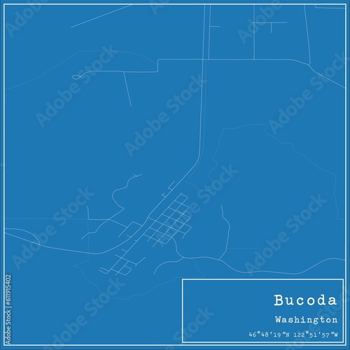 Blueprint US city map of Bucoda, Washington.