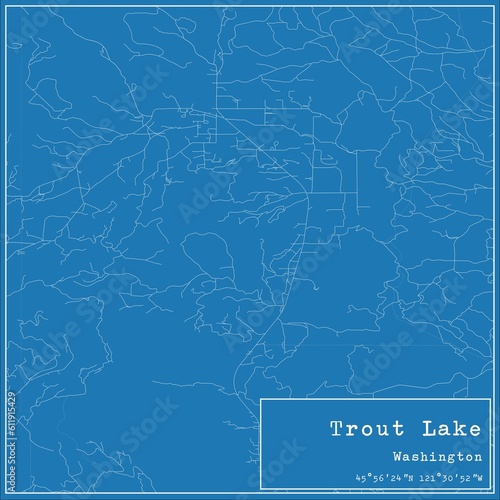 Blueprint US city map of Trout Lake, Washington. photo