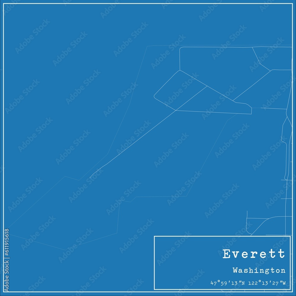 Blueprint US city map of Everett, Washington. Blueprint US city map of Everett, Washington.