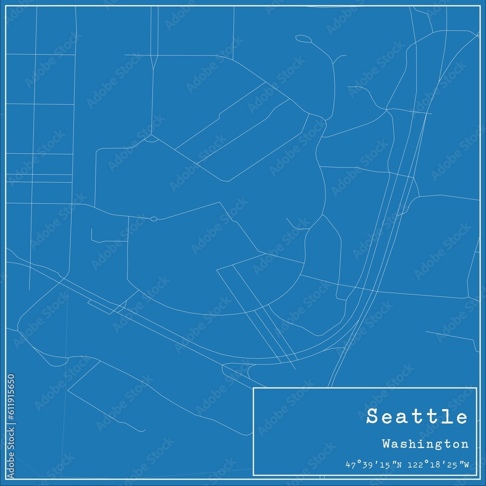 Fototapeta premium Blueprint US city map of Seattle, Washington.