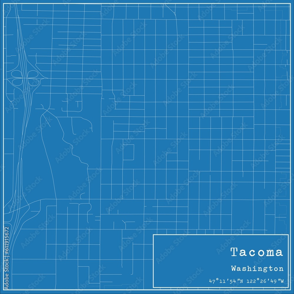 Blueprint US city map of Tacoma, Washington. Blueprint US city map of Tacoma, Washington.