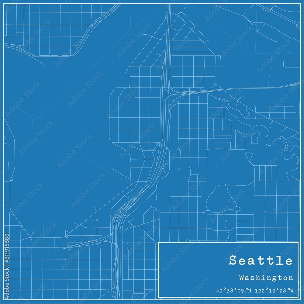 Fototapeta premium Blueprint US city map of Seattle, Washington.