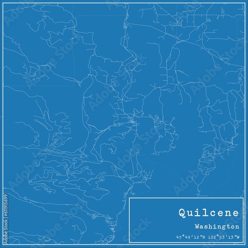 Blueprint US city map of Quilcene  Washington.