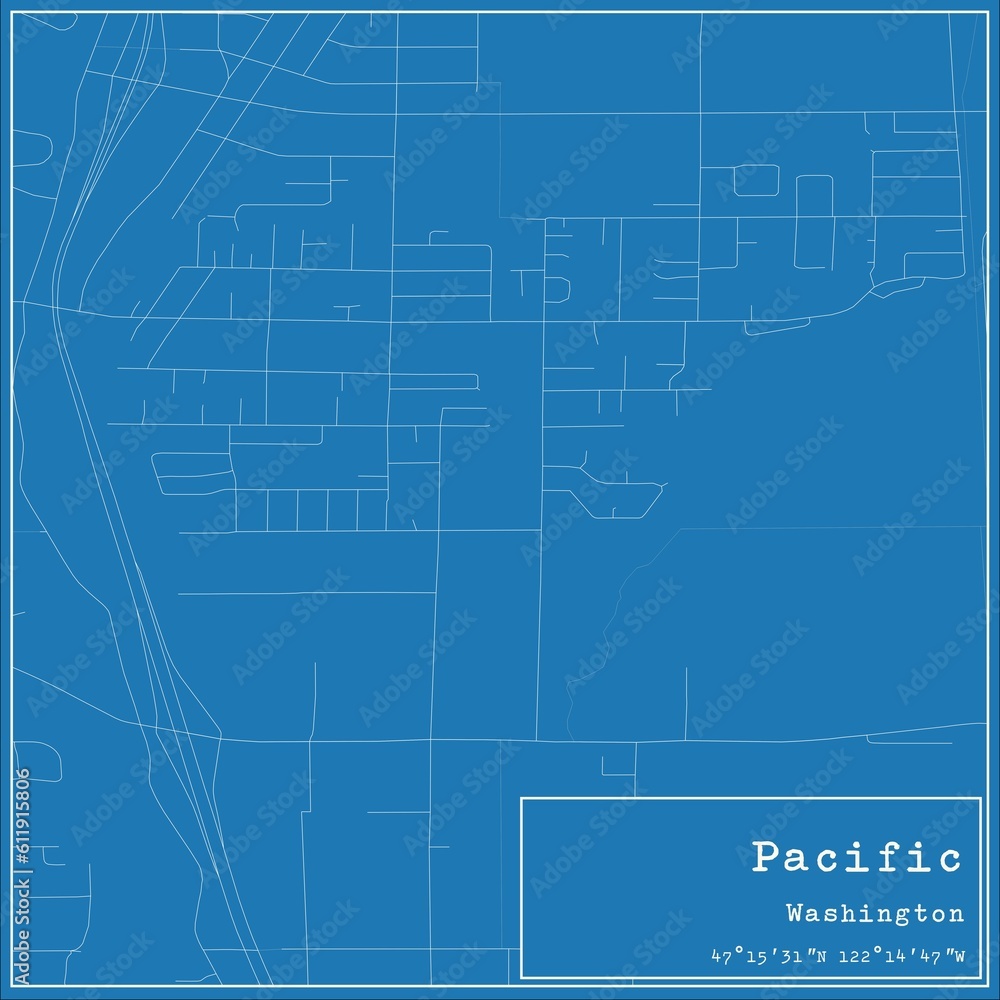 Blueprint US city map of Pacific, Washington. Blueprint US city map of Pacific, Washington.
