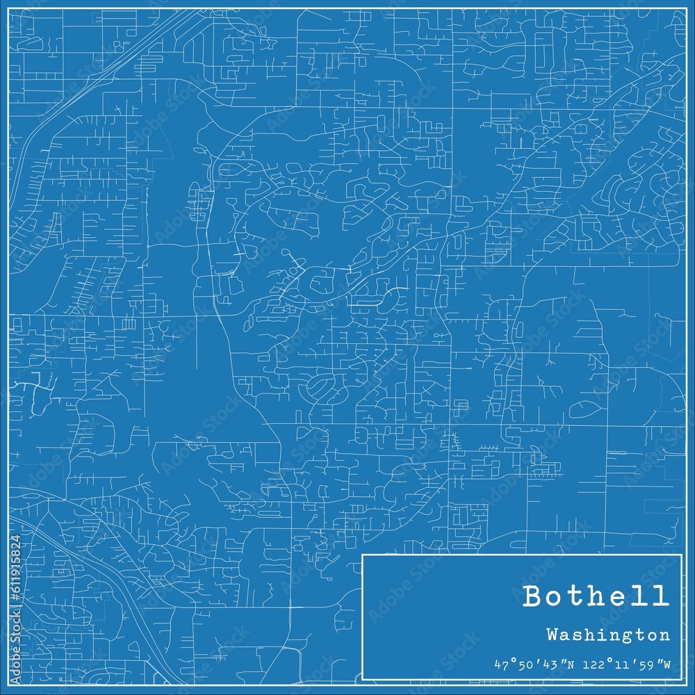 Fototapeta premium Blueprint US city map of Bothell, Washington.