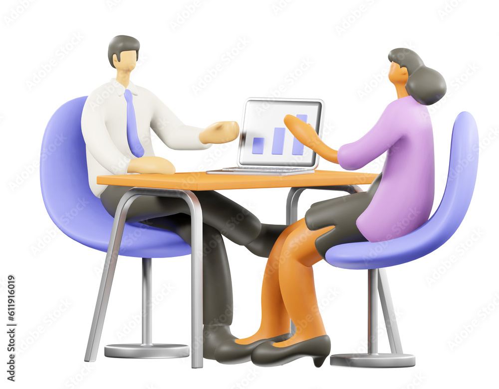 Fototapeta premium People in working, Diverse workspace, 3d rendering illustration.