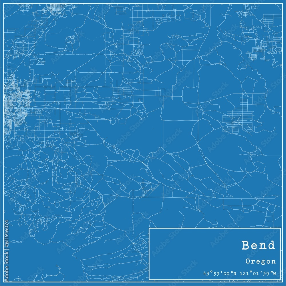 Fototapeta premium Blueprint US city map of Bend, Oregon.