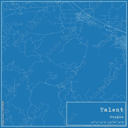 Blueprint US city map of Talent, Oregon.