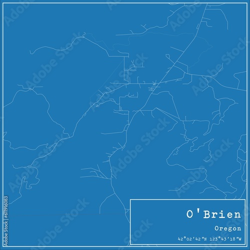 Foto Blueprint US city map of O'Brien, Oregon.