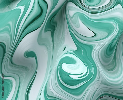 Liquid texture, mixed colors, white, green, blue abstract background.