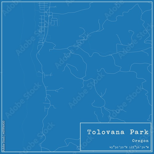 Blueprint US city map of Tolovana Park, Oregon.