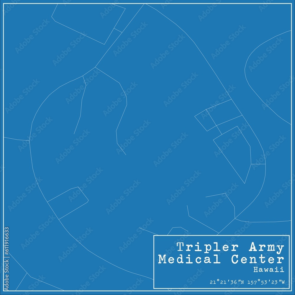Fototapeta premium Blueprint US city map of Tripler Army Medical Center, Hawaii.