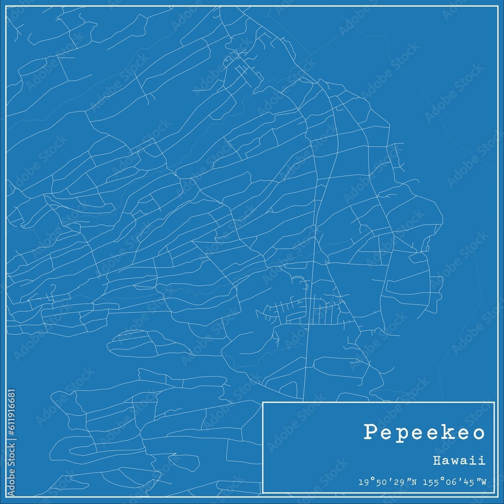 Obraz premium Blueprint US city map of Pepeekeo, Hawaii.