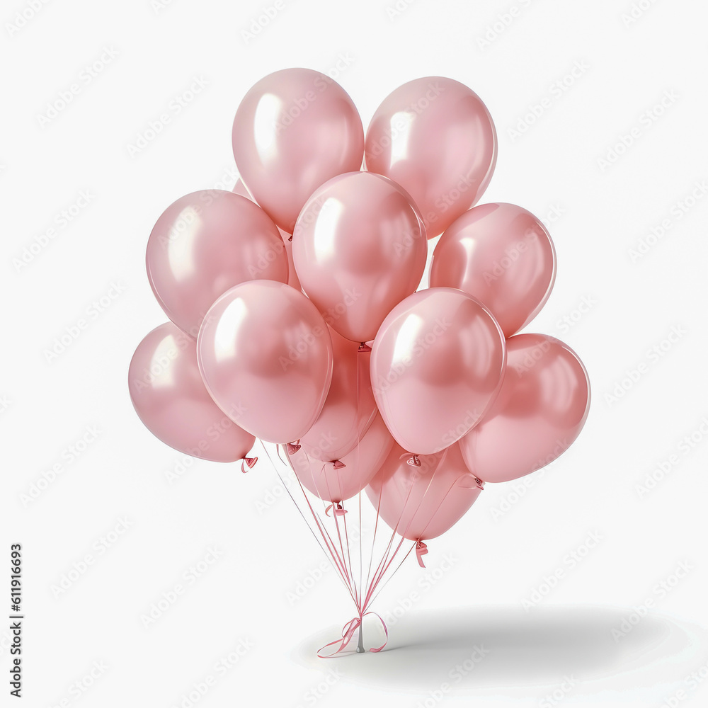 Pink balloons isolated on white background