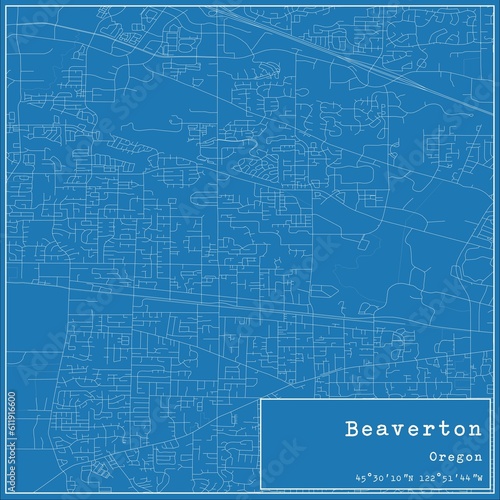 Wallpaper Mural Blueprint US city map of Beaverton, Oregon. Torontodigital.ca