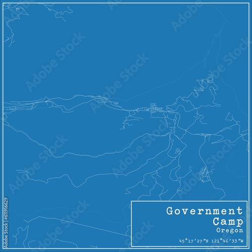 Blueprint US city map of Government Camp, Oregon. photo